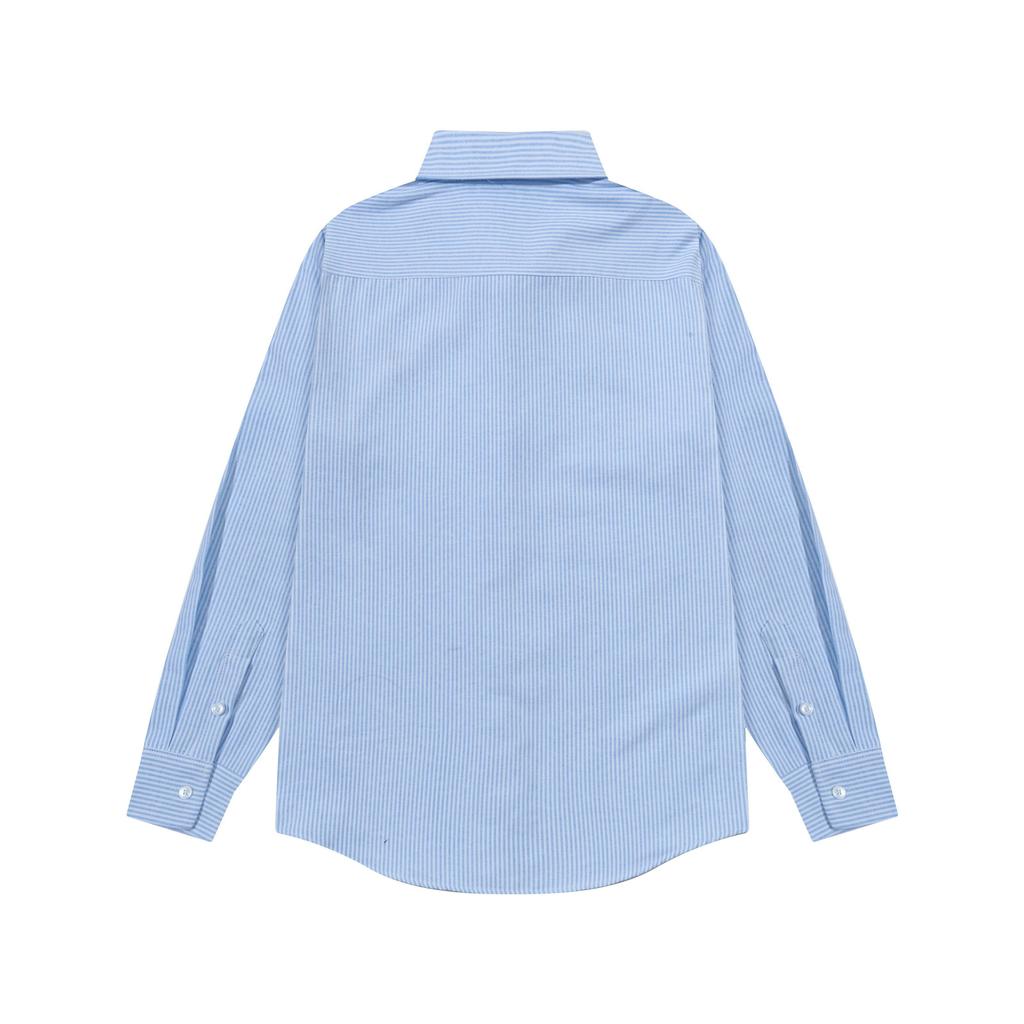 2218 AMI Podzimní Nový Produkt Náprsní Kapsa Klasická Černá Vyšívaná Malá Láska Kostka Ležérní Bavlněná Jednobarevná Košile s Dlouhým Rukávem