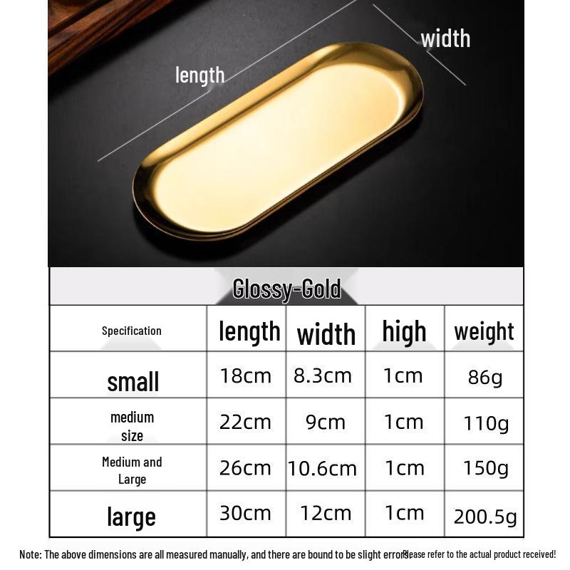 Korean-Style Stainless Steel Gold Oval Tray - Napkin, Trinket, and Towel Holder for Hotel & Restaurant.