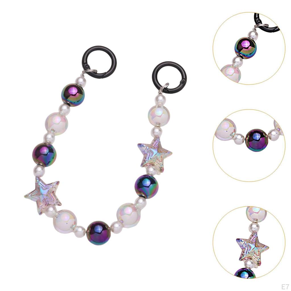 Beaded Bag Chain Charm with 2 Round Carabiners Purse Handle