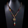 Ethnic Retro Vajra Bodhi Pendant Necklace with Wooden Beads