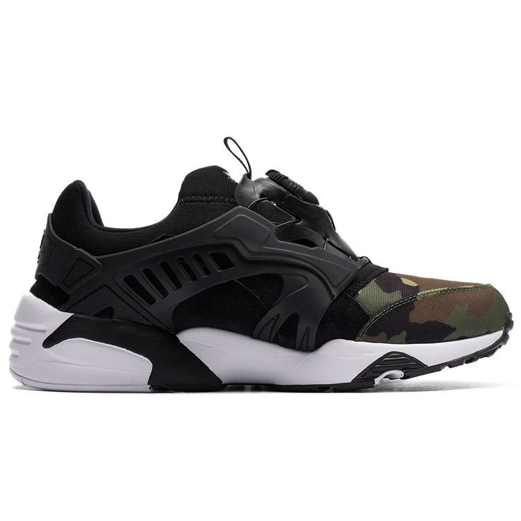 Puma Disc Blaze Camo Textile Sports Shock Absorbing Durable Low Top Lifestyle Sneakers Unisex sneakers Black Green White 363765-01