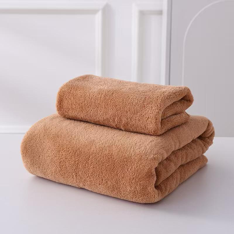 Ultra-Soft Coral Fleece Bath Towel Set - More Absorbent Than Cotton