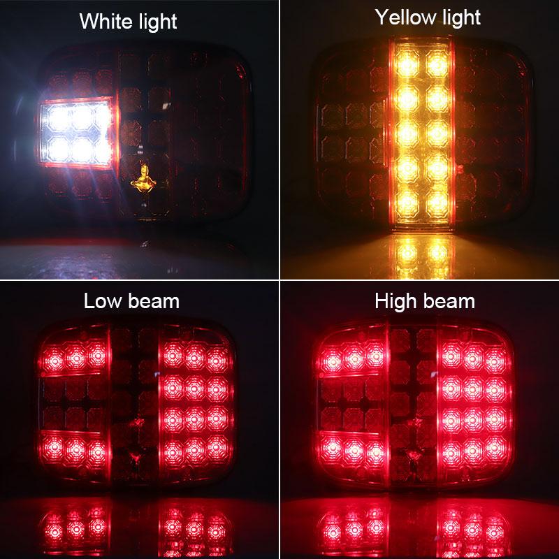 Square Trailer Tail Light 39led License Plate Lamp Driving Brake Stop  Stud Mount Turn Signals For Ford Jeep CJ YJ JK Wrangler