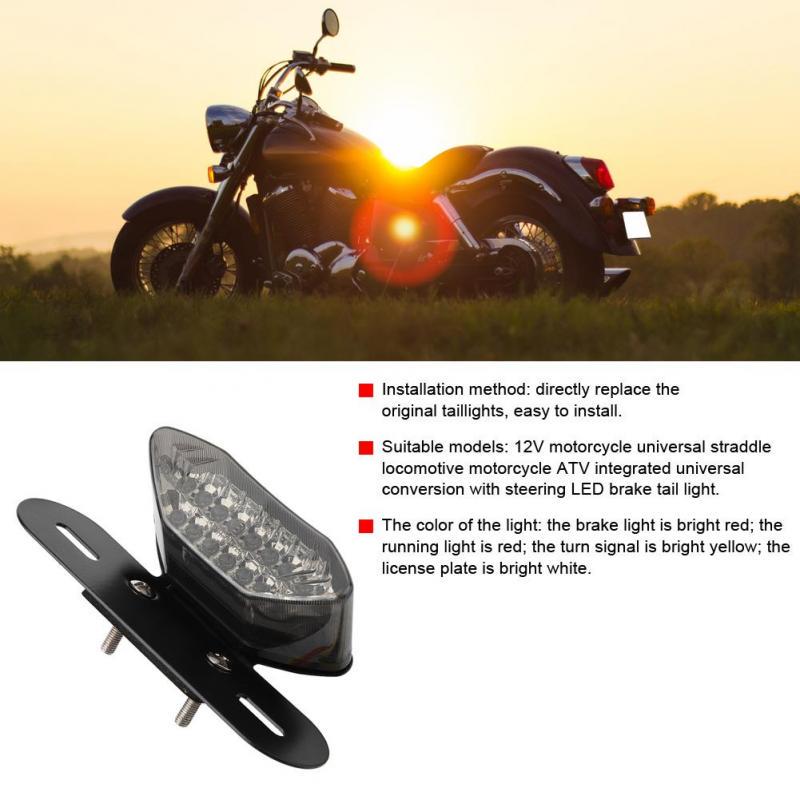 Universal LED Motorcycle Brake Tail Turn Signal License Plate Integrated Light