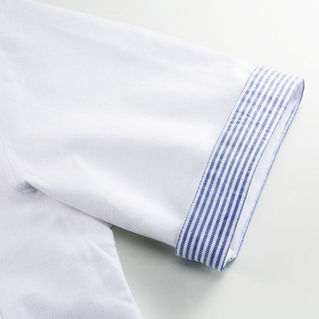 Oxford Shirt for Men [WOODS] Japanese-made Short-sleeved (XL, White)