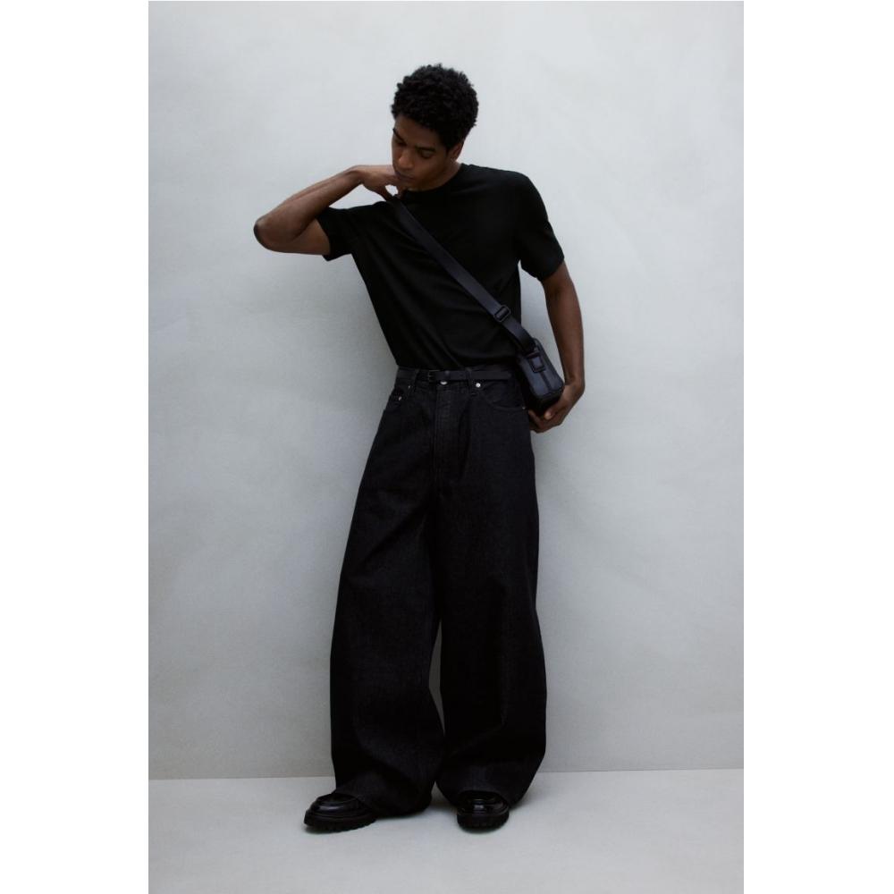 H M TexTured T sHirT Regular fiT Black