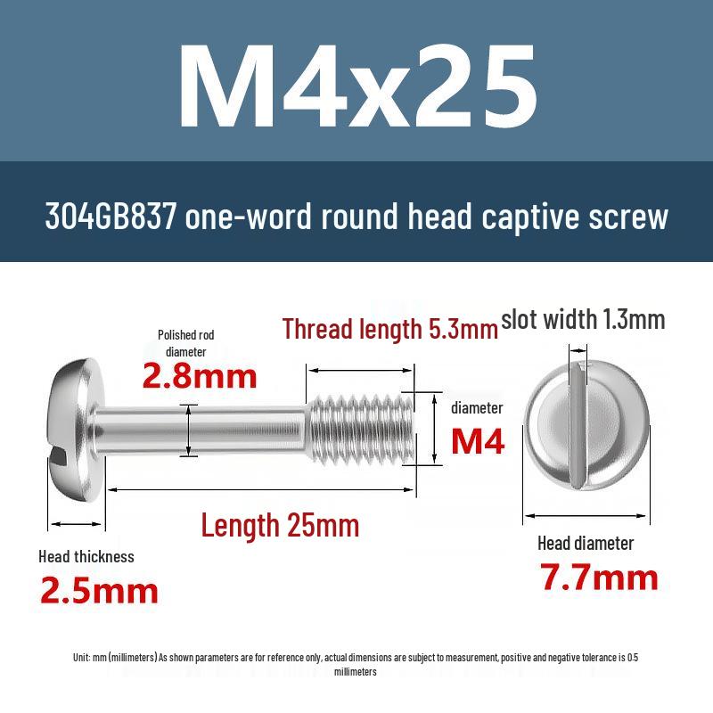 Yigu 304 Stainless Steel Pan Head Captive Screw M3/M4/M5/M6
