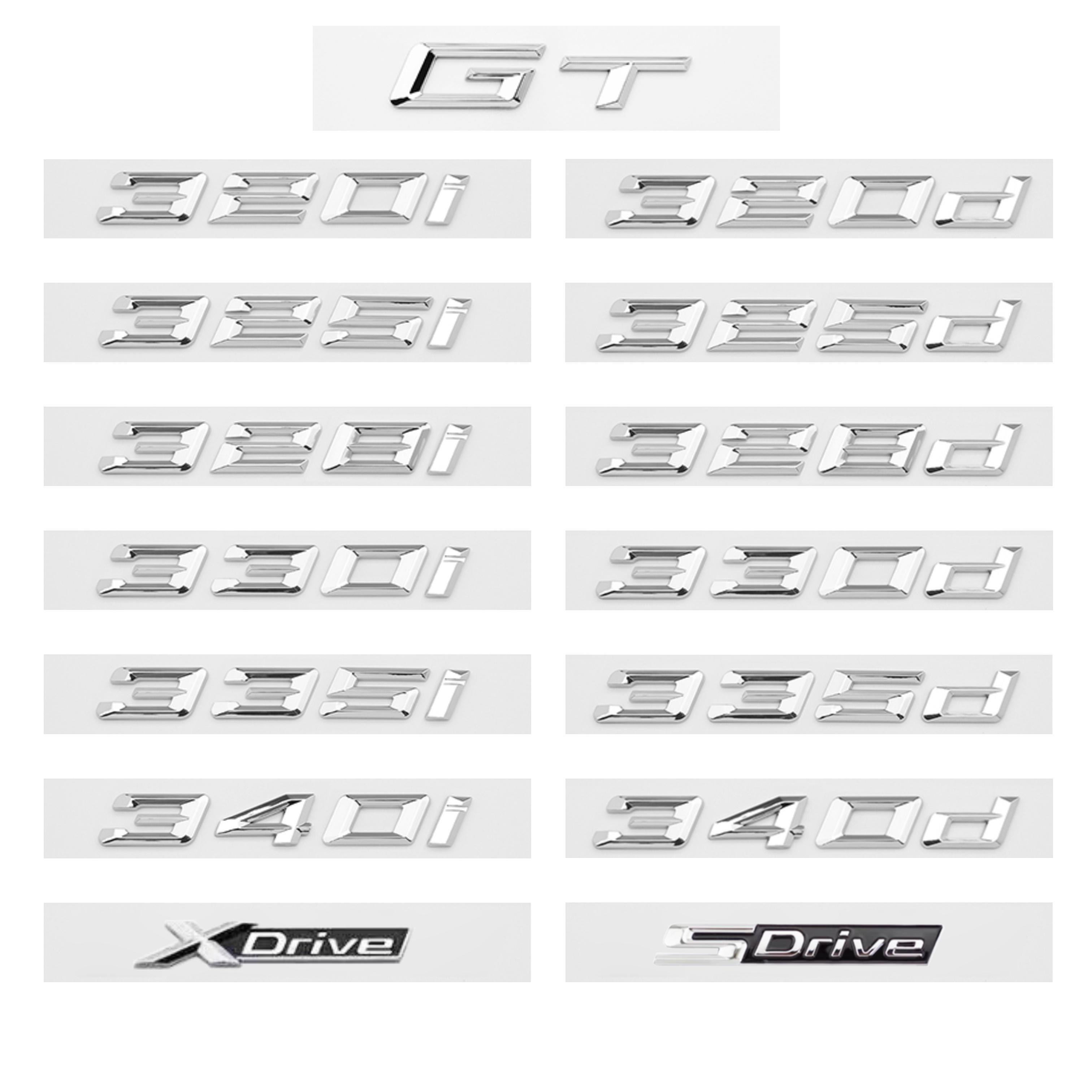 

Хром Серебристый GT 320i 320d 325i 325d 330i XDrive ABS Цифры Буквы Эмблема для BMW 3 Серии E90 E46 F30 Автомобиль Багажник Логотип Наклейка XDrive
