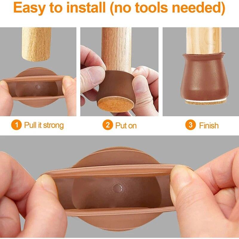 Silicone Chair Leg Caps 16/24/32pcs Table Foot Dust Covers Round/Square Furniture Leveling Legs Cups Home Floor Protector