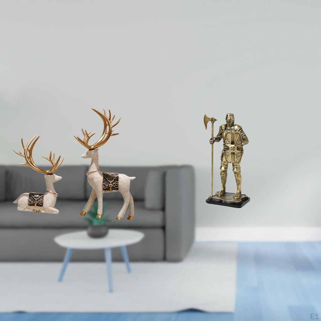 Reindeer Knight Statue Sitting Standing Deer Figurine Tabletop Ornament Decorative Entryway