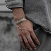 Titanium Steel Men Domineering Bangle Bracelet Feather Indian Stylish Trendy Distressed Retro Europe and America Fashion Design Adjustable