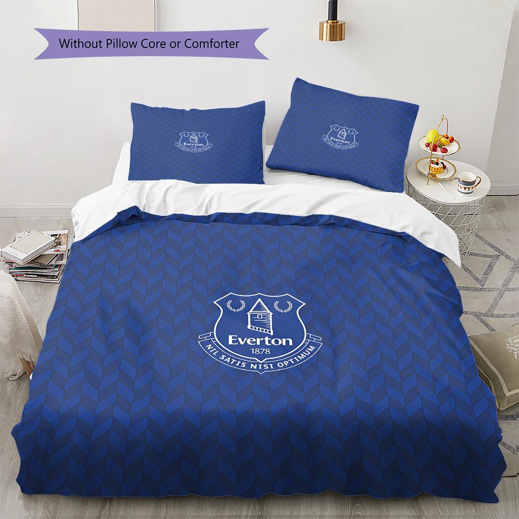 Everton F.C Pattern Bedding Quilt Set Home Decoration Gift (1 * duvet cover + 2 * pillowcase without core)