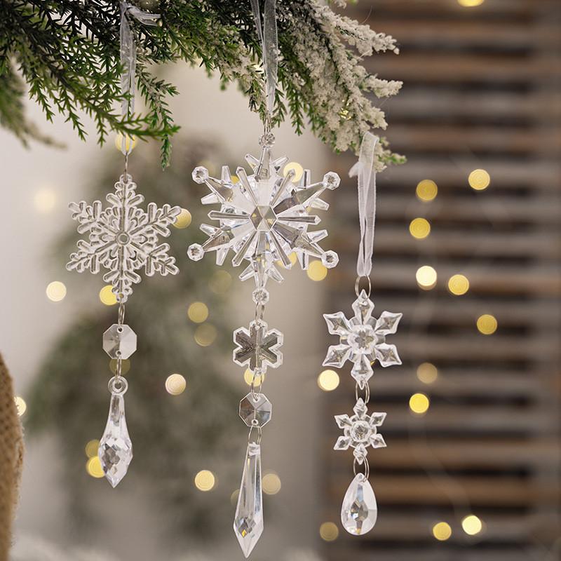 6pcs Elegant Acrylic Snowflake Ornaments For Creative Christmas Tree Decor