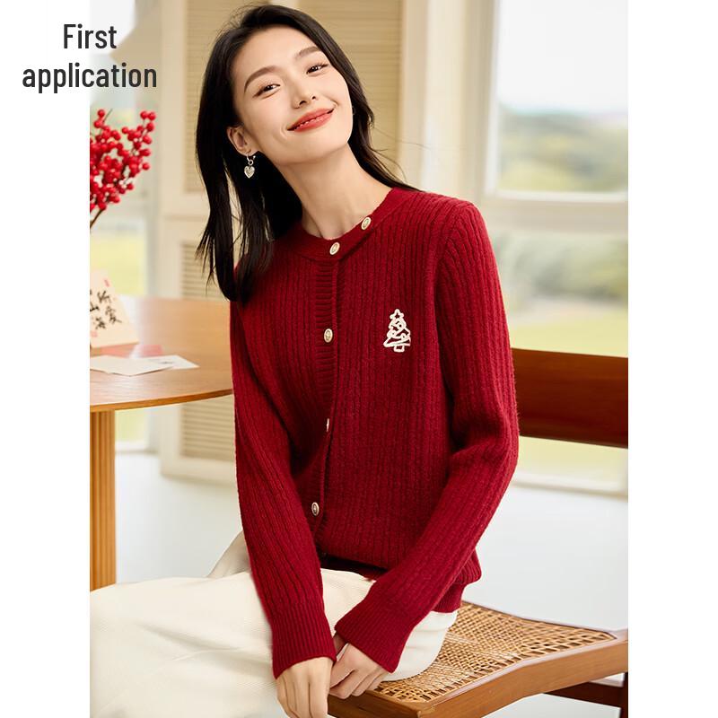 Women's Embroidered Round Neck Cardigan