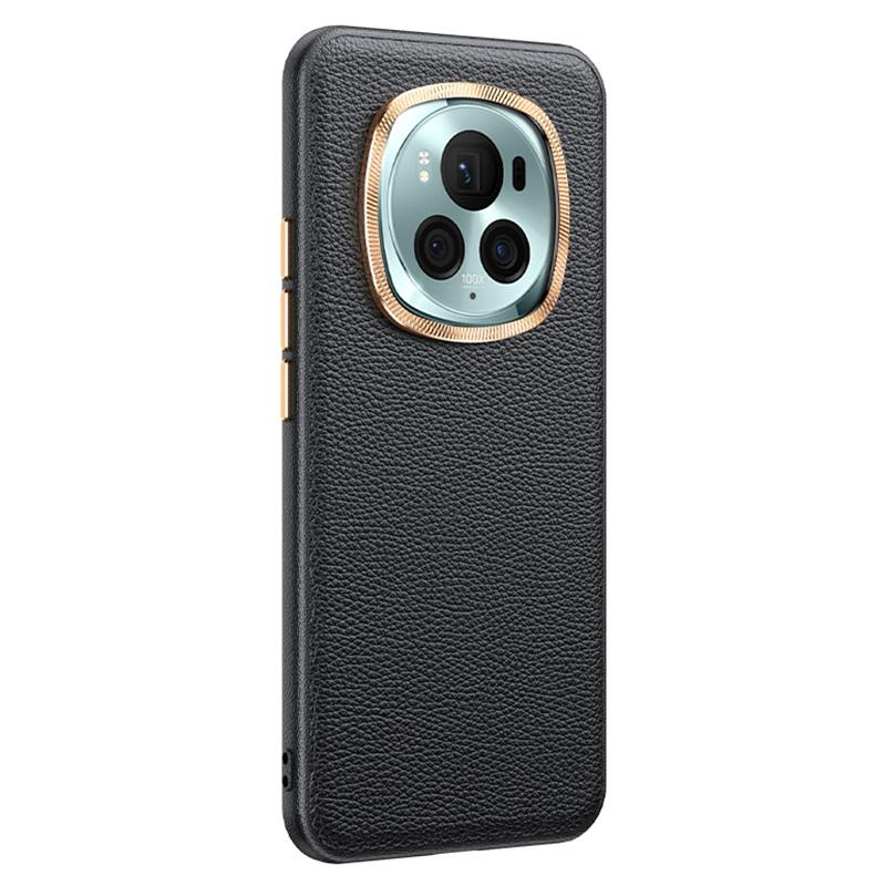 PU Leather+TPU Phone Case for Honor Magic6 Pro 5G Wholesale Metal Lens Frame Phone Cover