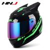 HNJ Unisex Full-Face Summer Motorcycle Helmet with Gray Riding Horns - Stylish and Safe for Racing