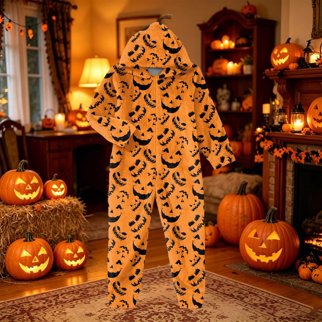 Women's Halloween Flannel Loungewear Jumpsuit
