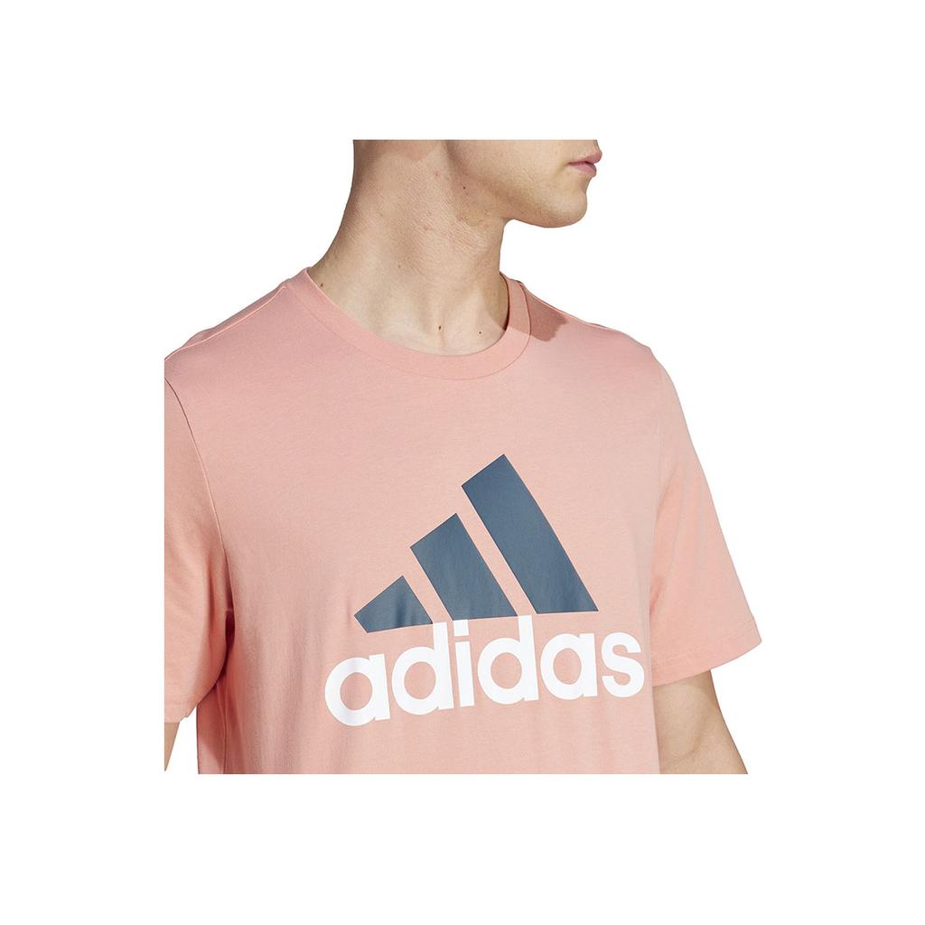 Adidas Logo Print Ribbed Crew Neck Sport Quick-Drying Short Sleeve T-Shirt American Retro Dopamine Men Tops Pink IJ8577