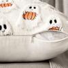 18×18in Quilted Ghost Pumpkin Plush Pillow Cover, Cute Cartoon Design for Halloween Home Decor. Pillow Insert Excluded.