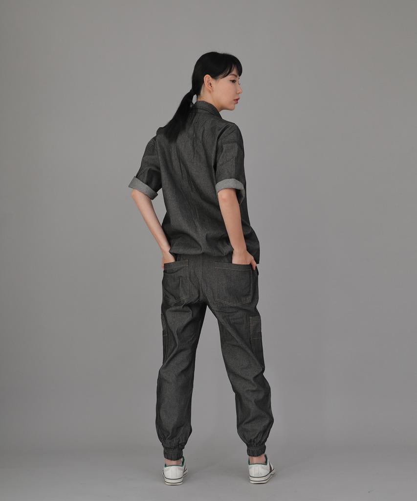 Seinteukeulu Wrinkle Pocket Short Sleeve Denim Anorak Wpa-415 Gray Black