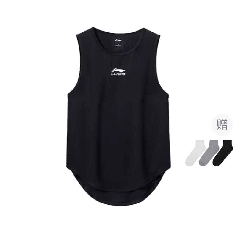 

Li-Ning Напечатанные буквы с круглым вырезом, удобные, универсальные, дышащие, без рукавов, баскетбольная майка для мужчин, черные YVSU031-1 L