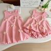 Cute Summer Girls Dress With Bow Tie Sleeveless Bud Vest Skirt Fashionable Versatile Toddler Party Dress For Baby