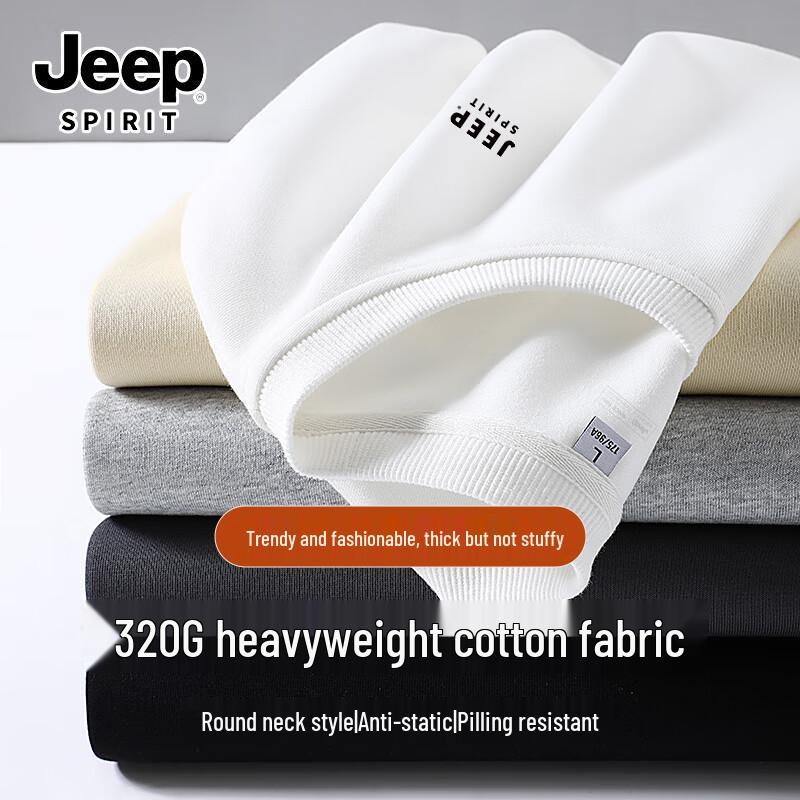 JEEP SPIRIT Men's Heavy Cotton Blend Long Sleeve Crew Neck T-Shirt