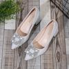 French Pointed-toe Thick-heeled Crystal Sequin Rhinestone High Heels 2025 New Spring and Autumn Versatile Banquet Single Shoes