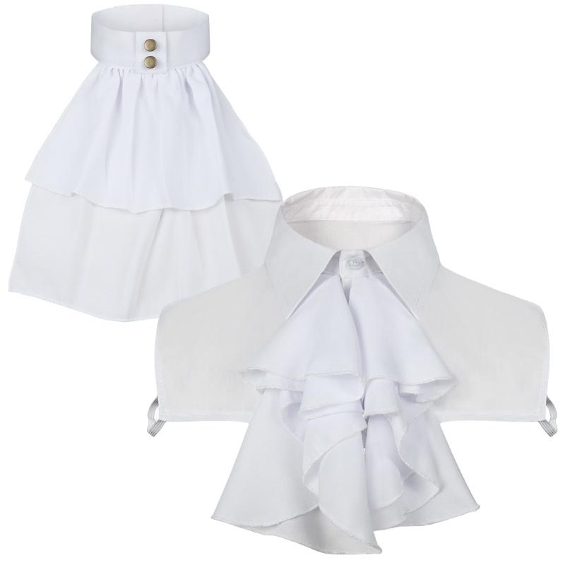 French Shirt Vintage False Collars White Lace Peter Pan Collar Unisex Medieval