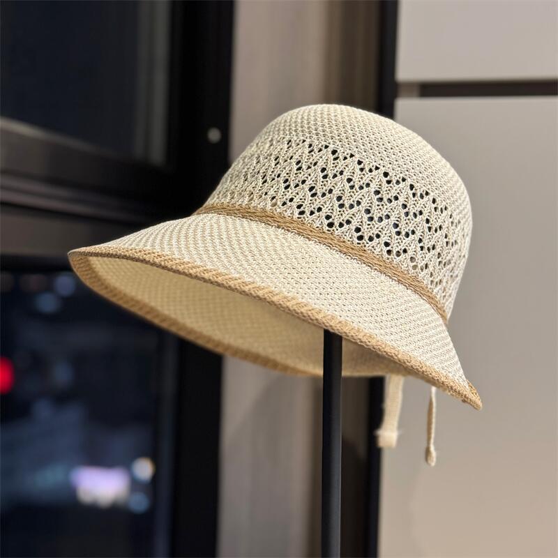 New casual face-covering fisherman hat for women, summer sun hat, versatile for outings, sun protection straw hat, thin and trendy