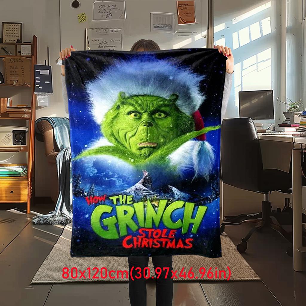 Christmas Gift Comedy Movie How the Grinch Stole Christmas Blanket Home Warming, Four Season Bed Decoration Sofa Cover Flannel Throwing Blanket K17