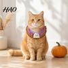 Cozy Knitted Pet Clothes Halloween Costume for Cats Small Dogs, Handmade Crochet Witch Hat Bib Puppy Party Accessories Collar, Adjustable Holiday Dog