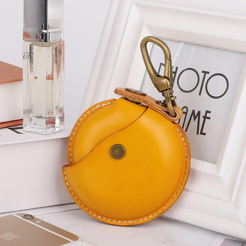 Vintage Leather Coin Purse With Magnetic Snap Portable Round Key Earphone Cable Organizer Bag Men Women