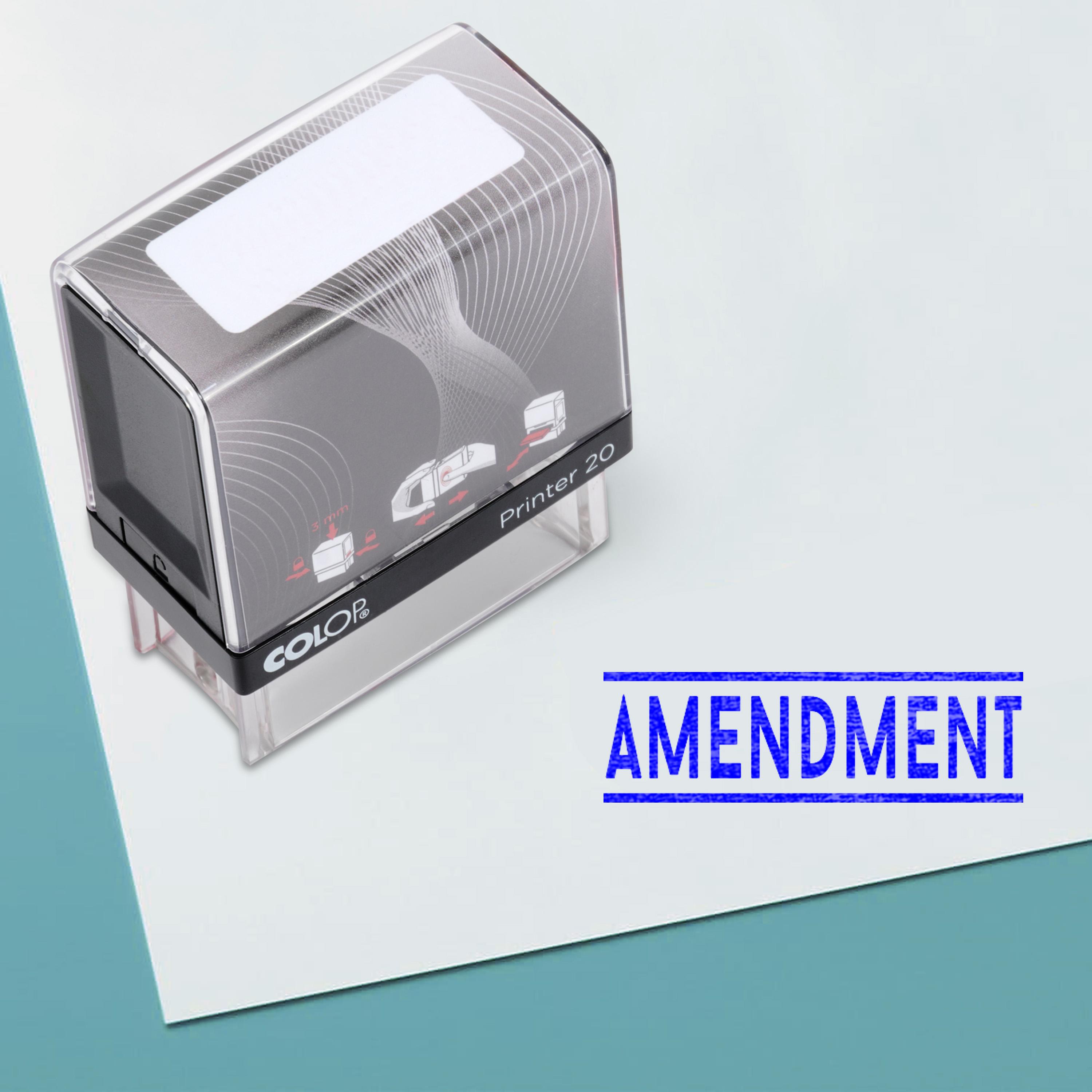 

Amendment Self Inking Rubber Stamp Custom Colop Office Stationary P20 Mini Stamper 14 mm x 38 mm синій