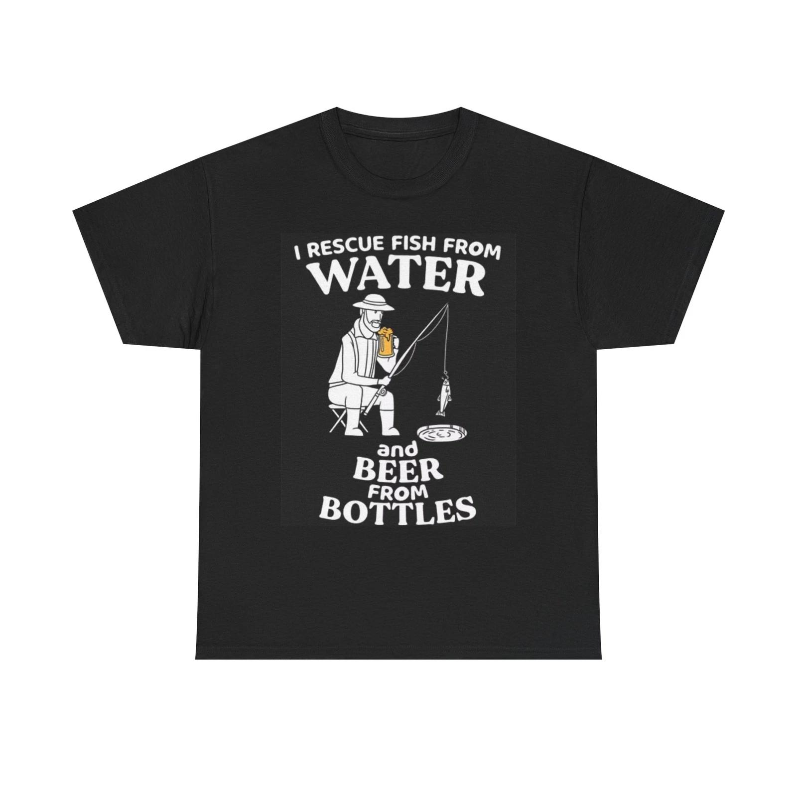 Men s and Women s T-shirts Rescue Fish And Beer Graphic XXL