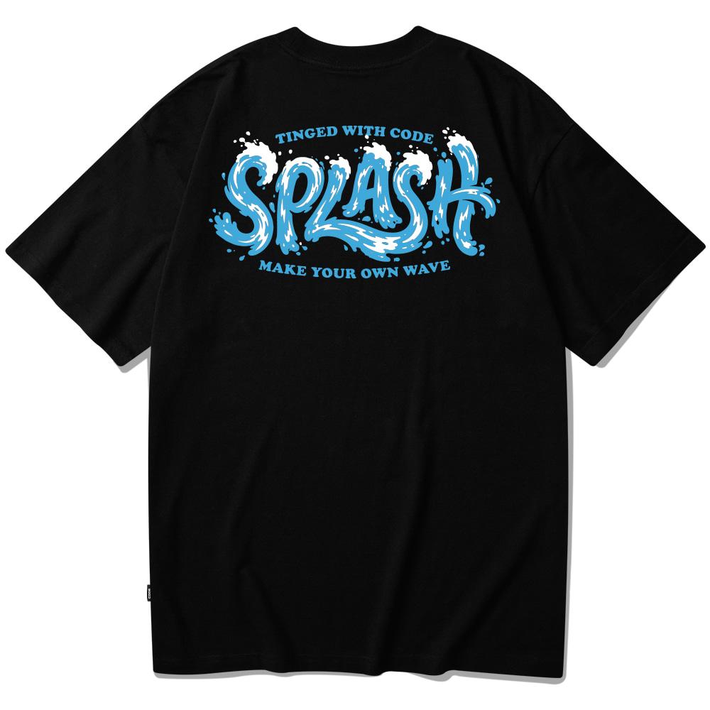 Seupeullaesikodeu Short Sleeve T-Shirt Black - Splashcode Wave