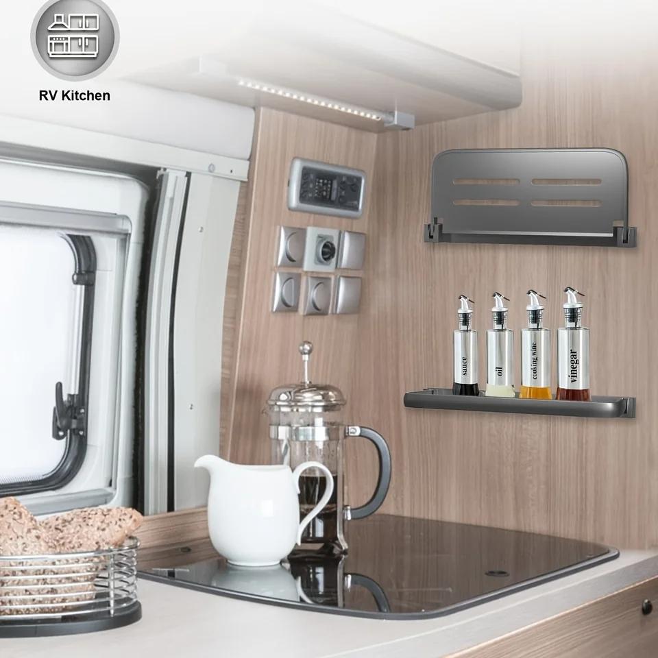 Die klappbaren Aluminium-Wandregale für Wohnmobile werden zur Wandmontage in Wohnmobilen und Campern verwendet.