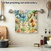 Cute Felt Animal Beach Scene Absorbent Bath Towel, Rainbow Sun Rabbit Picnic Quick Dry Soft Towel for Kids