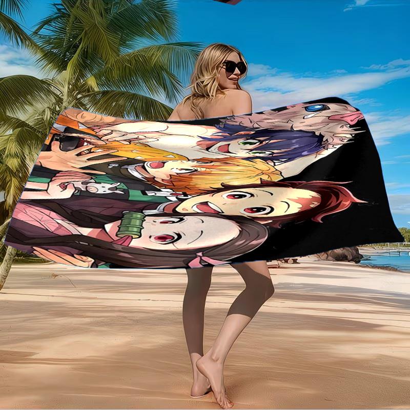 Winter Fantasy Slayer Group Beach Towel Microfiber Beach Towel, Lightweight and Quick-Dry, for Summer Travel, Swimming Pool Fan Birthday Gift