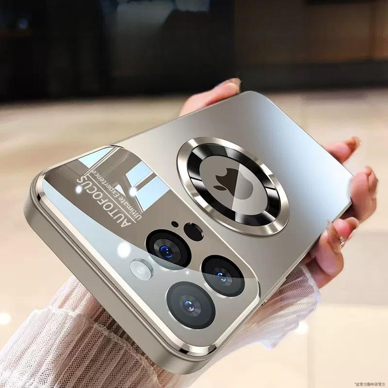 For iPhone 16 Pro Max Luxury Magesafe Magnetic Wireless Charging Phone Case For iPhone 15 14 Plus 13 12 Glass Lens Camera Cover