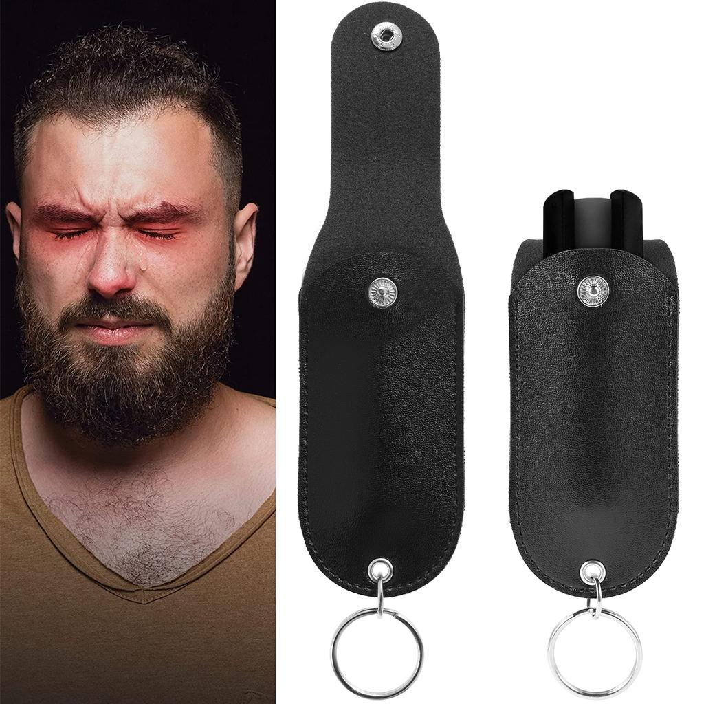 Pepper Spray Pouch PU Leather Pepper Spray Holster Mini Portable Pepper Spray Holder Self Defense Spray Leather Holder Keychain