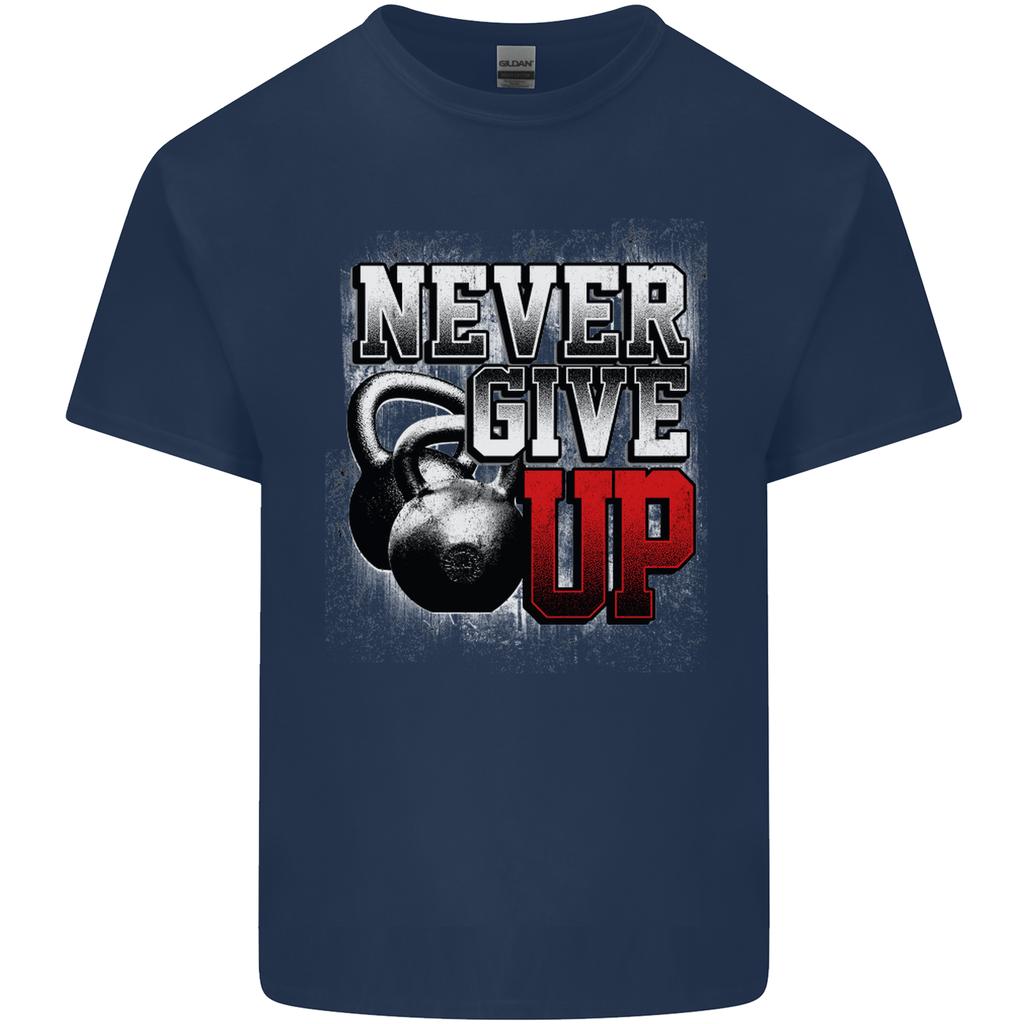 Never Give Up Gym Training Top Bodybuilding Unisexs Light Cotton TShirt