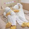 White Goose Coral Fleece Hooded Pajama Robe - Thick, Warm Homewear for Couples (Autumn/Winter)