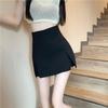 2024 Women's High-Waisted A-Line Black Suit Shorts: Slimming, Hip-Covering, Wide-Leg Skirt-Pants