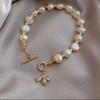 Baroque Freshwater Pearl Bee Charm Bracelet With Zircon Inlay Minimalist Womens Jewelry Accessory