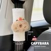 2 PCS Seat Belt Cover Pad, Cute Kawaii Animal Capybara Seatbelt Covers for Kids, Soft Seatbelt Cushion, Car Seat Strap Pads (White(A))