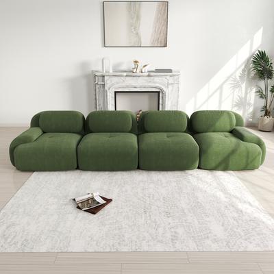 4-Seater Sofa Soft Corduroy, Frameless, 32D High-Elastic Padding, Pet-Friendly, Vacuum-Packed, Combinable, No Assembly for Bedroom and Office, Green