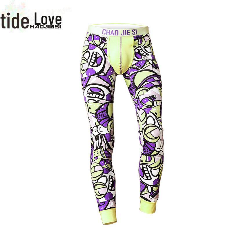 

Мужские облегающие леггинсы Chaojies Autumn - теплые, тонкие, сексуальные брюки с принтом для осени и зимы XXXL зелёный