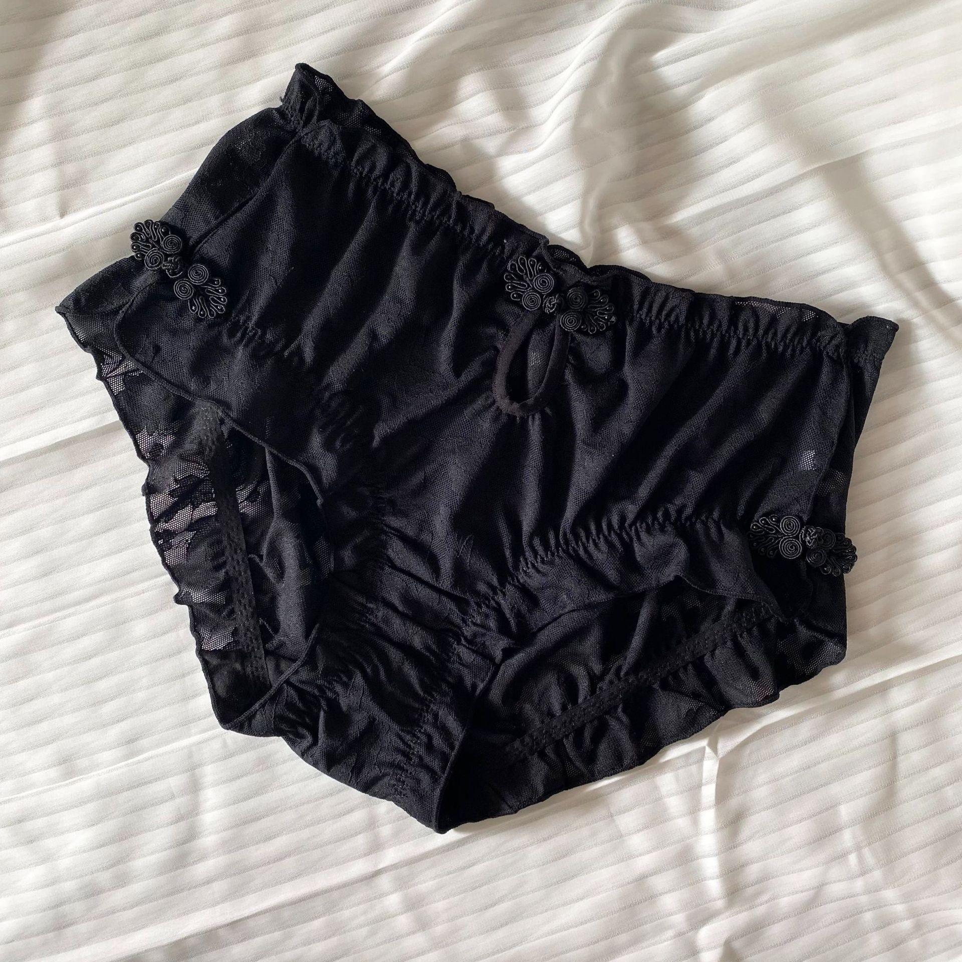 

Красные трусики средней высокой талии большого размера, сексуальные удобные трусики-чеонгсам с пряжкой, трусики-трусики для полных L чёрный