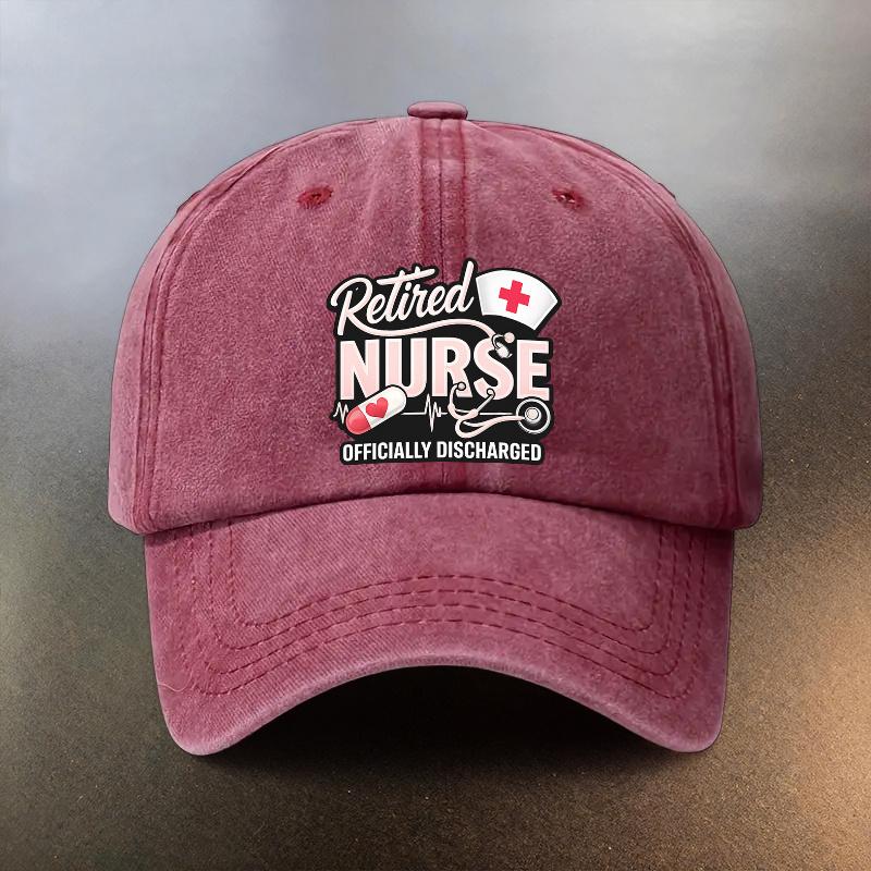 Washed Hat with Official Nurse RetireUnisext Design Casual Sunshade Baseball Cap Fashionable Couple Essential Hat Official Nur